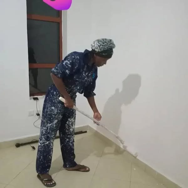 Painting roller near floor